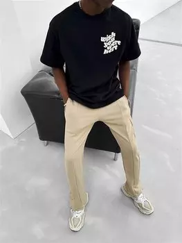 Футболка Oversize с текстовым принтом, черная ablukaonline, черный