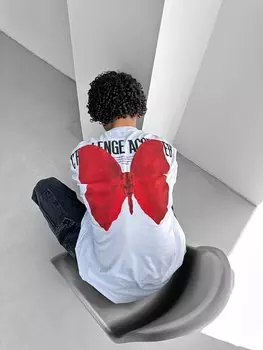 Футболка Oversize с тисненым принтом Белая ablukaonline