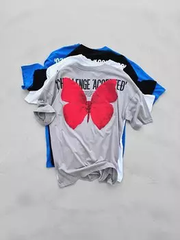 Футболка Oversize с Тисненым Принтом Серая ablukaonline