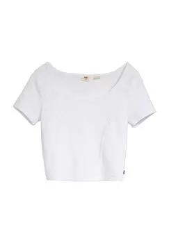 Футболка, овальный вырез, декоративная строчка, женская Levi's, белый