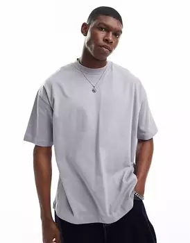 Футболка оверсайз ASOS DESIGN плотная серого цвета - СЕРАЯ