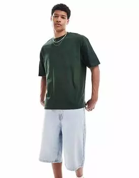 Футболка оверсайз ASOS DESIGN плотная темно-зеленого цвета - DGREEN