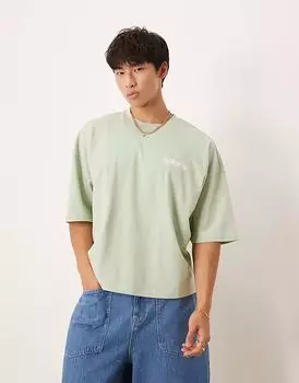 Футболка оверсайз ASOS DESIGN с объемным принтом зеленого цвета