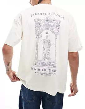 Футболка оверсайз белого цвета с принтом на спине в стиле ренессанс ASOS DESIGN