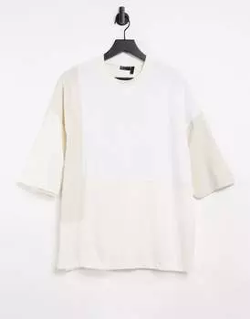 Футболка оверсайз бежевого цвета с вафельным узором ASOS DESIGN