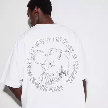 Футболка оверсайз Chainsaw Man x Kosuke Kawamura UT Graphic Pochita Uniqlo, белый