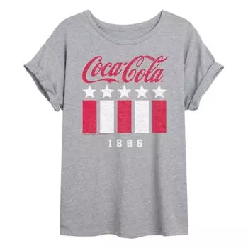 Футболка оверсайз Coca-Cola 1886 с американскими звёздами и полосами для подростков Licensed Character, серый