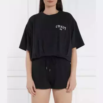Футболка оверсайз цвета нуги Pinko, черный