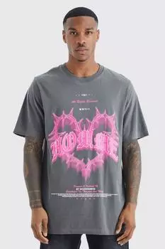 Футболка оверсайз gothic homme с принтом oversize Boohoo, угольный