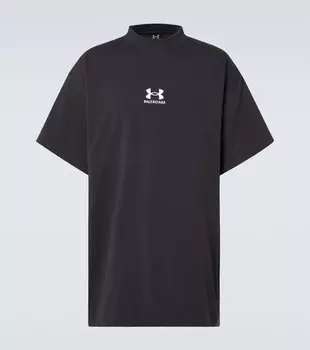 Футболка оверсайз из хлопка Under Armour Balenciaga, Washed Black/White