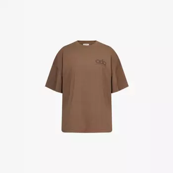 Футболка оверсайз из органического хлопка с фирменным принтом Adanola, коричневый