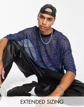 Футболка оверсайз из прозрачной сине-черной ткани ASOS DESIGN