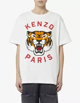 Футболка оверсайз Lucky Tiger Kenzo, белый