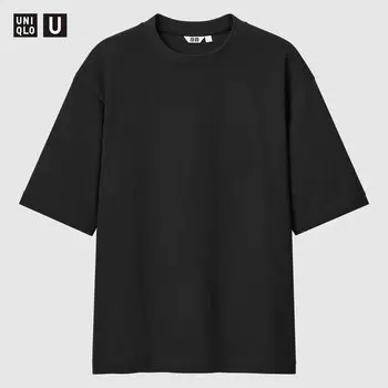 Футболка оверсайз мужская Uniqlo AIRism с короткими рукавами, черный