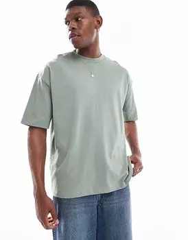 Футболка оверсайз от ASOS DESIGN плотного тона цвета шалфей - ХАКИ