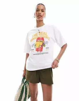 Футболка оверсайз Pieces Summer Essentials белого цвета