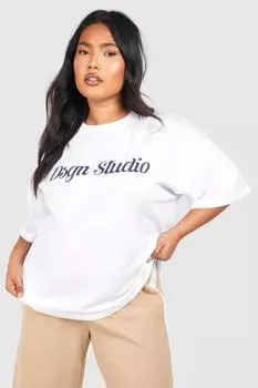 Футболка оверсайз Plus Dsgn Studio Script boohoo, белый