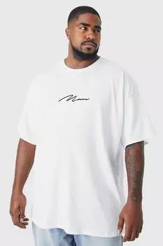 Футболка оверсайз plus man signature Boohoo, белый