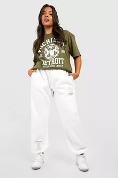 Футболка оверсайз plus michigan Boohoo, хаки