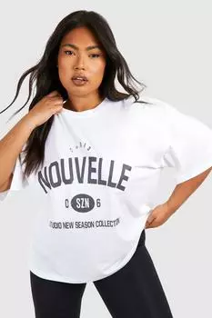 Футболка оверсайз Plus Nouvelle boohoo, белый