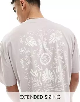Футболка оверсайз пыльно-розового цвета с небесным принтом на спине ASOS DESIGN