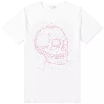 Футболка оверсайз с черепом Alexander McQueen, белый/розовый