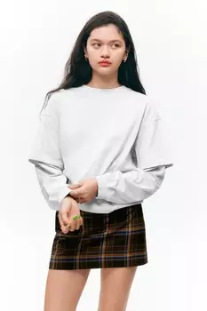 Футболка оверсайз с длинными рукавами, двухслойная Monki, серый