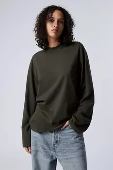 Футболка оверсайз с длинными рукавами Weekday, зеленый