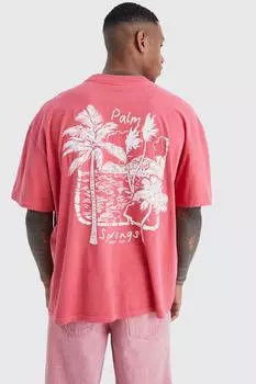 Футболка оверсайз с графическим изображением wash palm springs Boohoo, красный