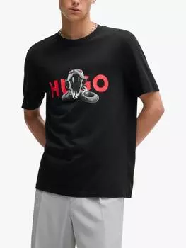 Футболка оверсайз с графическим рисунком boss snake HUGO BOSS, черный