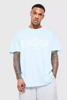 Футболка оверсайз с графикой kingston city Boohoo, синий