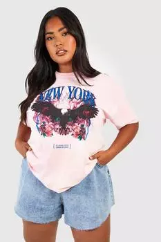 Футболка оверсайз с графикой tie dye plus Boohoo, розовый