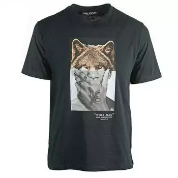 Футболка оверсайз с изображением человека-волка Neil Barrett, черный