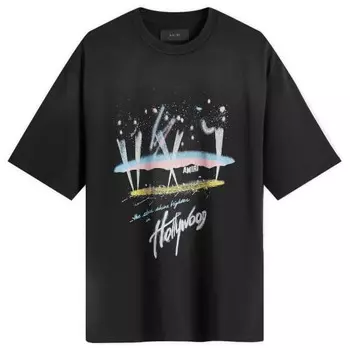 Футболка оверсайз с изображением голливудских огней Amiri, черный