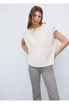 Футболка оверсайз с короткими рукавами Mango, экрю