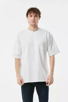 Футболка оверсайз с круглым вырезом с принтом Fullamoda, белый