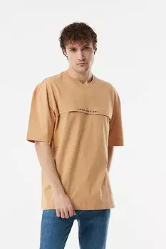 Футболка оверсайз с круглым вырезом с принтом Fullamoda, горчично-желтый