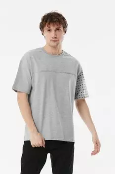 Футболка оверсайз с круглым вырезом в горошек Fullamoda, серый