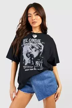 Футболка оверсайз с лицензией Blondie boohoo, черный