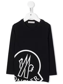 Футболка оверсайз с логотипом Moncler Enfant, синий