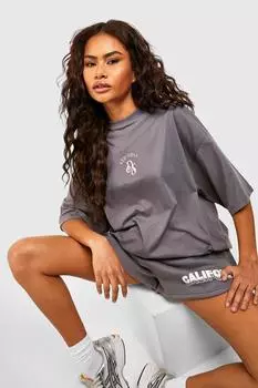 Футболка оверсайз с лознаном dsgn studio Boohoo, угольный