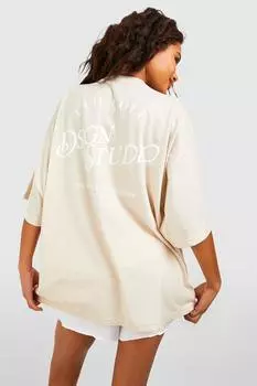 Футболка оверсайз с лознаном dsgn studio Boohoo, серый