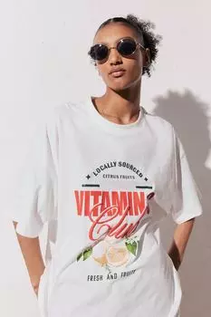 Футболка оверсайз с мотивом H&M, белый