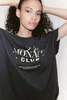 Футболка оверсайз с мотивом H&M, серый