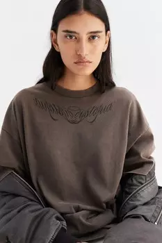Футболка оверсайз с мотивом H&M, серый