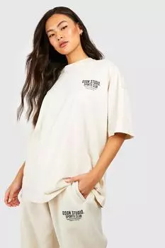 Футболка оверсайз с надписью Dsgn Studio Sports Club boohoo, белый