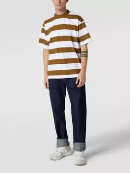 Футболка оверсайз с полосатым узором Marc O'Polo Denim, коньячный цвет