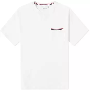 Футболка оверсайз с полосками и карманами Thom Browne, белый