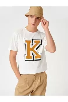 Футболка оверсайз с принтом букв Koton, белый