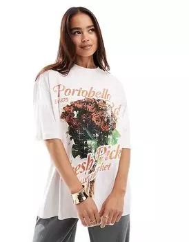 Футболка оверсайз с принтом цветов портобелло розового цвета ASOS DESIGN